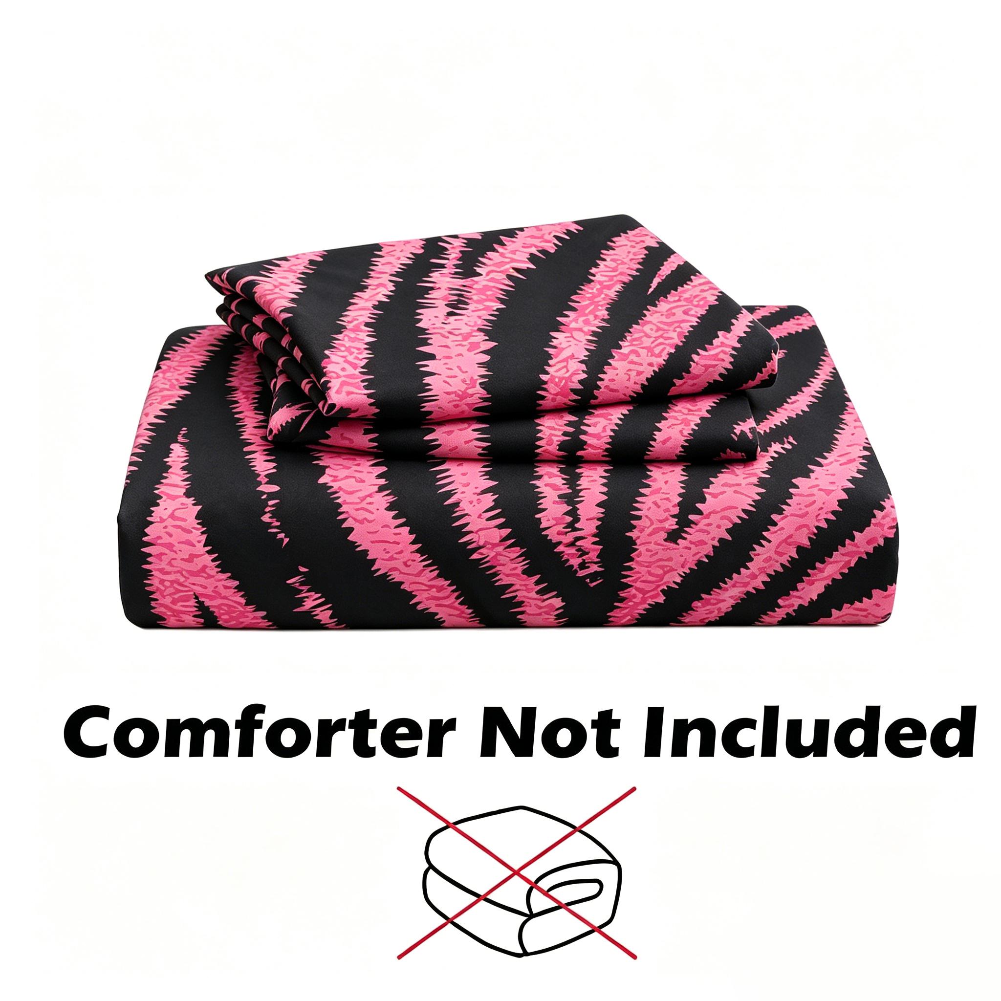3Pcs Pink Zebra‑Print Duvet Cover Set, 1 Duvet Cover + 2 Pillowcases, No Inserts, Zipper Closure for Easy Removal & Washing, Soft Comfortable Fabric, Stylish Bedroom Decor, Perfect Gift Choice