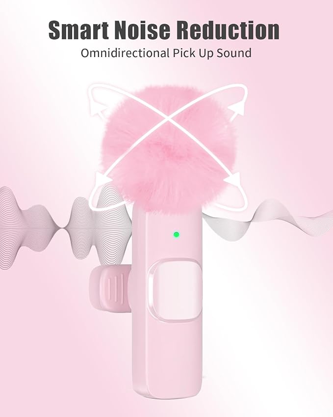 Lavalier Microphone for Android/iPhone/Computer/Laptop, Wireless Mic for iPhone15 with Noise Reduction Chip, Mini Microphone for Recording Podcast YouTube, TikTok