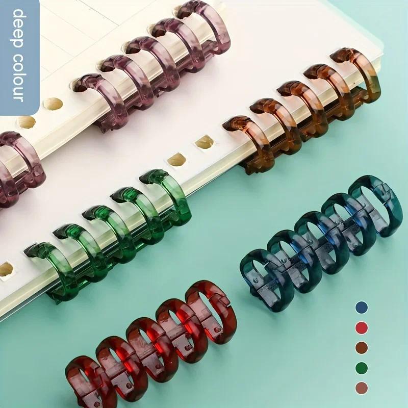 10pcs Five Hole Binder Binding Buckle Adhesive Clip Detachable Binder Ring Plastic Buckle Ring DIY Plastic Clip Office Supplies