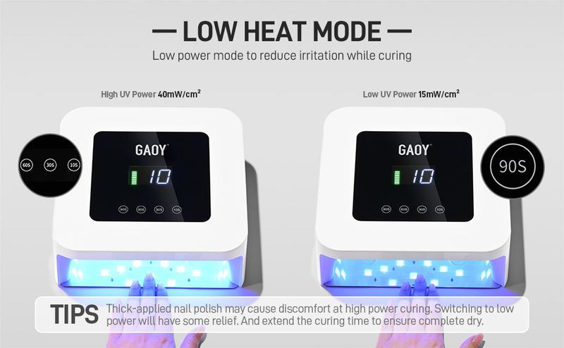 GAOY Cordless UV LED Nail Lamp for Gel Nails, Rechargeable UV Light, Professional Nail Dryer with 4 Timers, Automatic Sensor and Sensitive Mode for Fast Curing, White