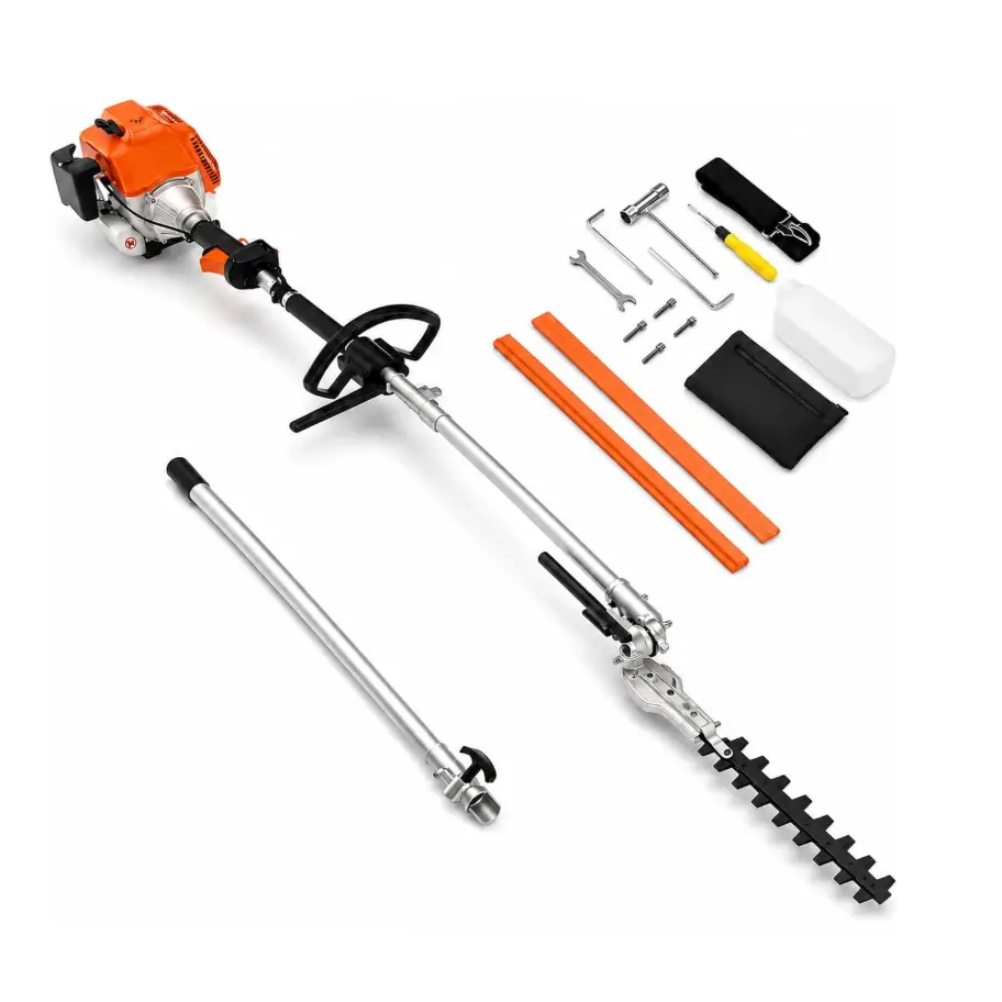 43CC Gas Powered Hedge Trimmer, 2-Cycle Long Reach Tool with Pole Saw, String Trimmer and Brush Cutter Attachments, EPA Compliant Lawn Care Equipment for Yard Maintenance
