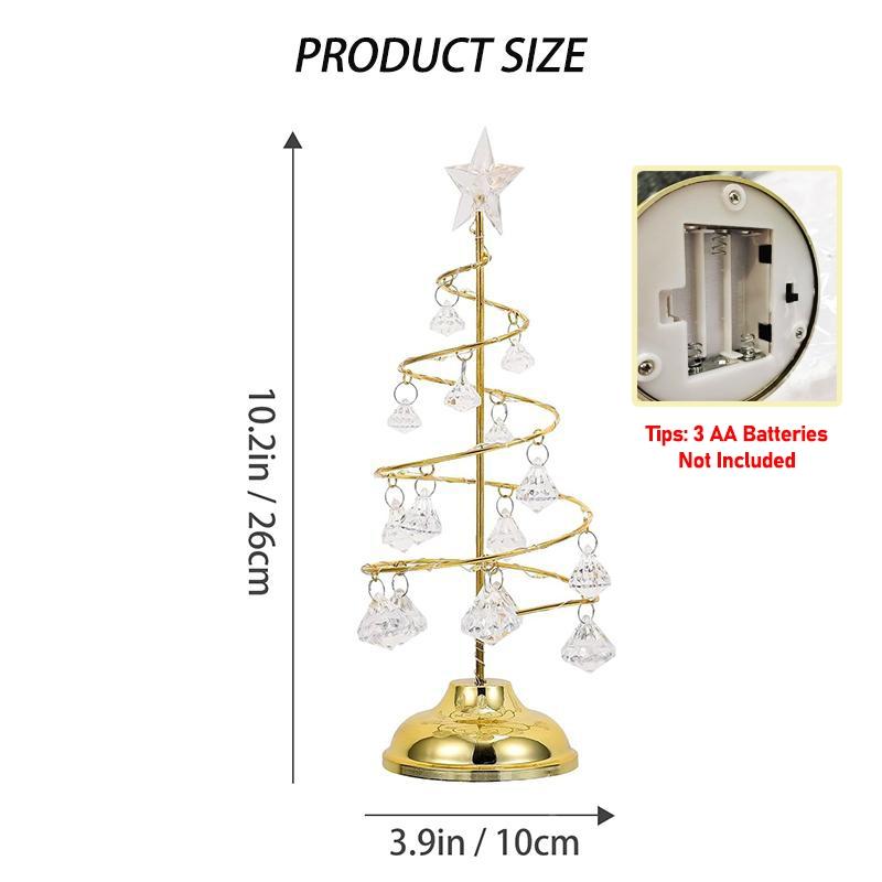 1 piece of luminous Christmas decoration lights, crystal decoration desktop decoration lights, Christmas desktop Christmas tree decoration acrylic iron Christmas tree lights, acrylic gold LED night light, acrylic ornament, for decoration, Led Star Light