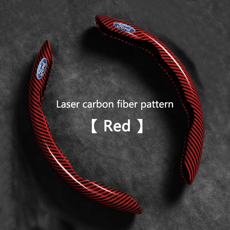 Carbon Fiber Car Logo Steering Wheel Covers, Decorative for Ford Fiesta Focus Mustang Ranger Mondeo Kugo Ecosport, Auto Accessories