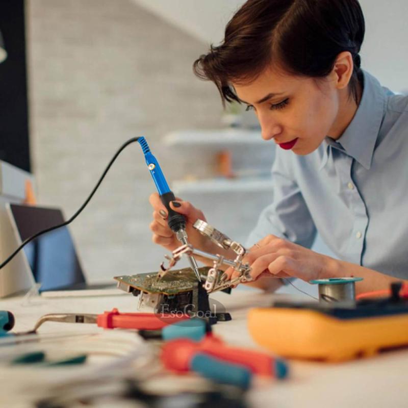 15Pcs/set 60W 220V Soldering Iron Set Electronic Iron Kit 200-450°C Adjustable Temperature Tool Kit Corded Solder Iron