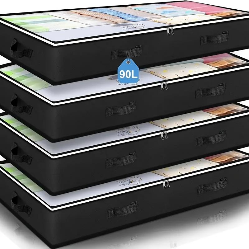 1/4 Pack Bed Under Storage Bags, Dust-Proof Zipper Pouches, Lightweight Multi-Functional, Space-Saving, Ideal for Home Organization