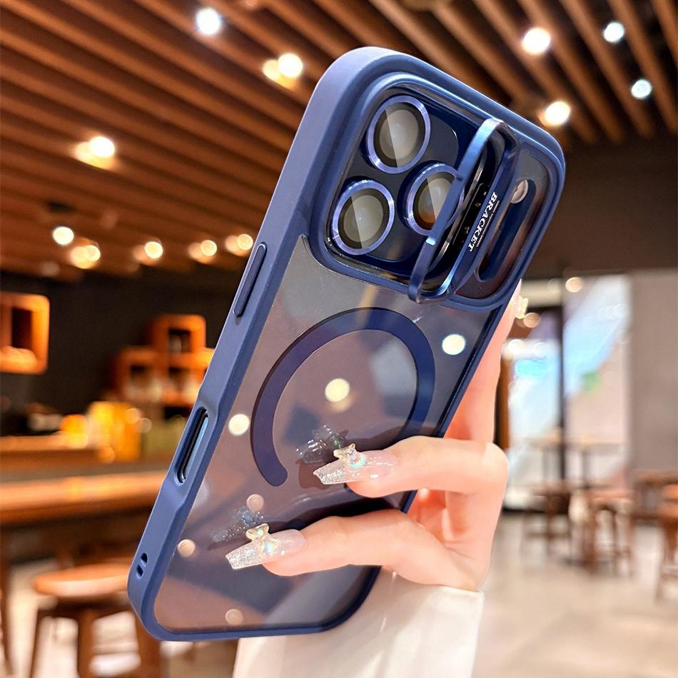 Lanyard Camera Bracket Holder Magnetic Protective Case for iPhone 17/16/15/14/13/12 Pro Max, 17 Pro, 17 Air, 16/15 Plus/Pro and 14/13/12/11, comes with Matching Lens Glass Screen Protector and Wrist Strap