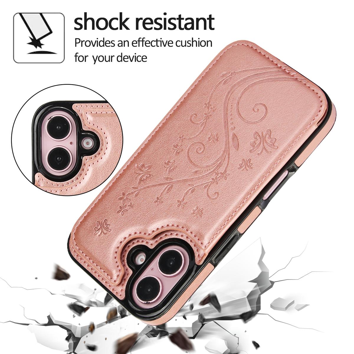 Shockproof For iPhone 16/15/14 Pro Max 13 12 11 With Card Holder Wallet Phone Case Embossed Butterfly Pattern PU Leather Double Magnetic Buttons Flip Phone Cover