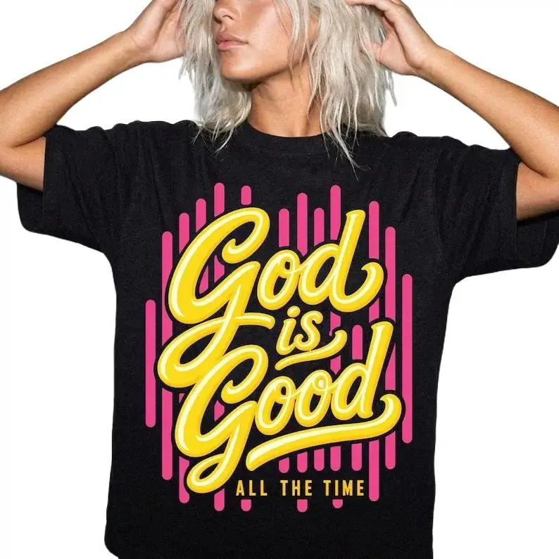 Cotton Casual T-Shirt - Foldable, All Seasons, Digital Print Christian Tee for Women, Faith-Based Casual Top, Fashion, Graphic, Lightweight, Round Neck, Clothes, Machine Washable, S, Seamless, Shortsleeve, Fabric, Smooth Soft Solid