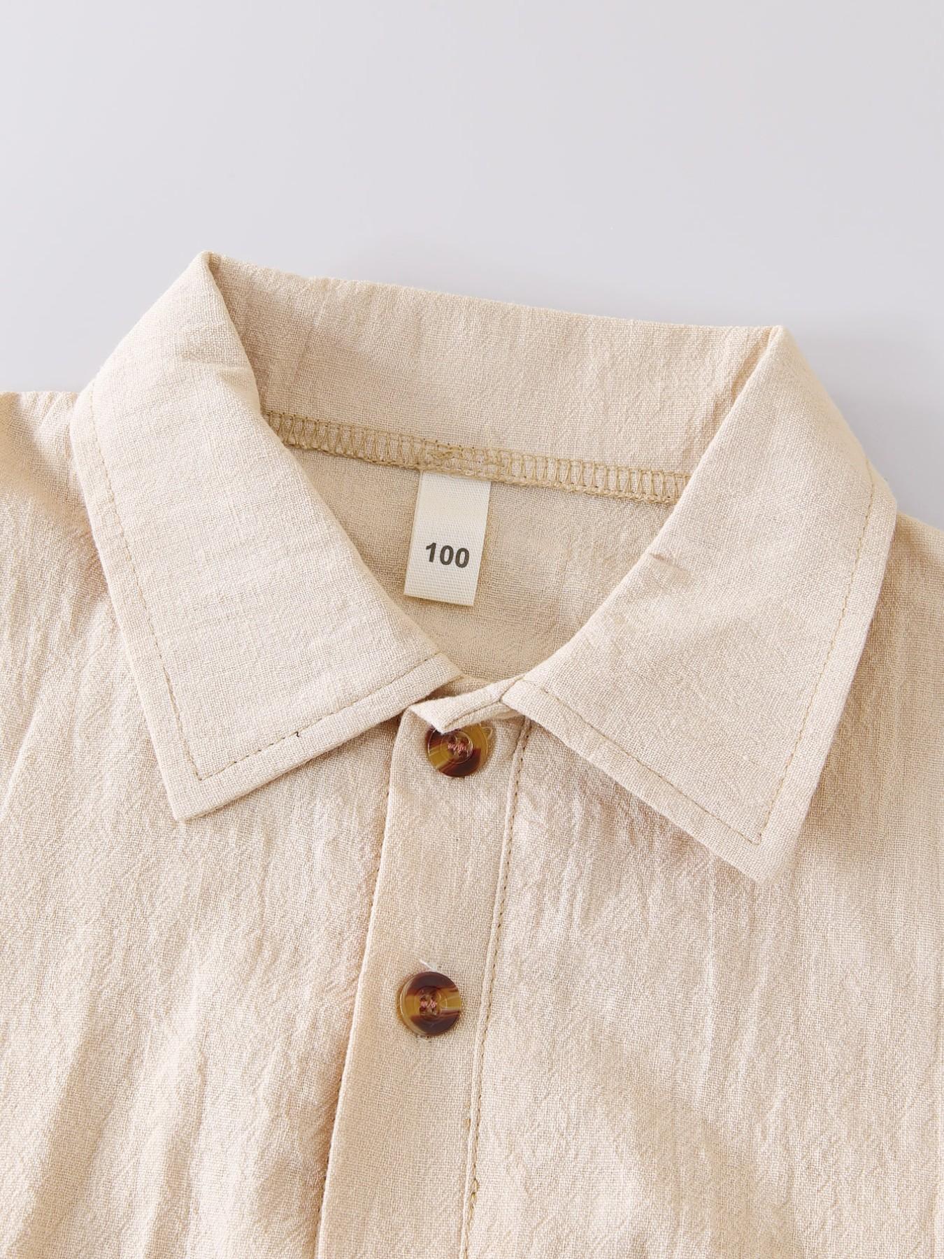 Boys' Summer New Solid Color Collar Button Polo Shirt, Short Sleeve Colorful Vertical Stripes, Casual Outdoor Wear, 2 Pieces Set