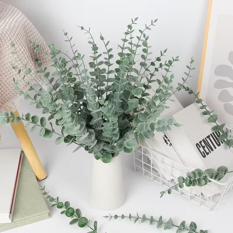 40 Pcs Artificial Eucalyptus Stems, UV Resistant Faux Greenery for Wedding Bouquets, Home Decor, Garden, and Floral Arrangements