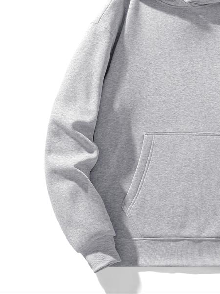 Men's Solid Color Essential Hooded Sweatshirt, Autumn & Winter Regular Fit Casual Long Sleeved Hoodie, Men's Daily Wear Clothing