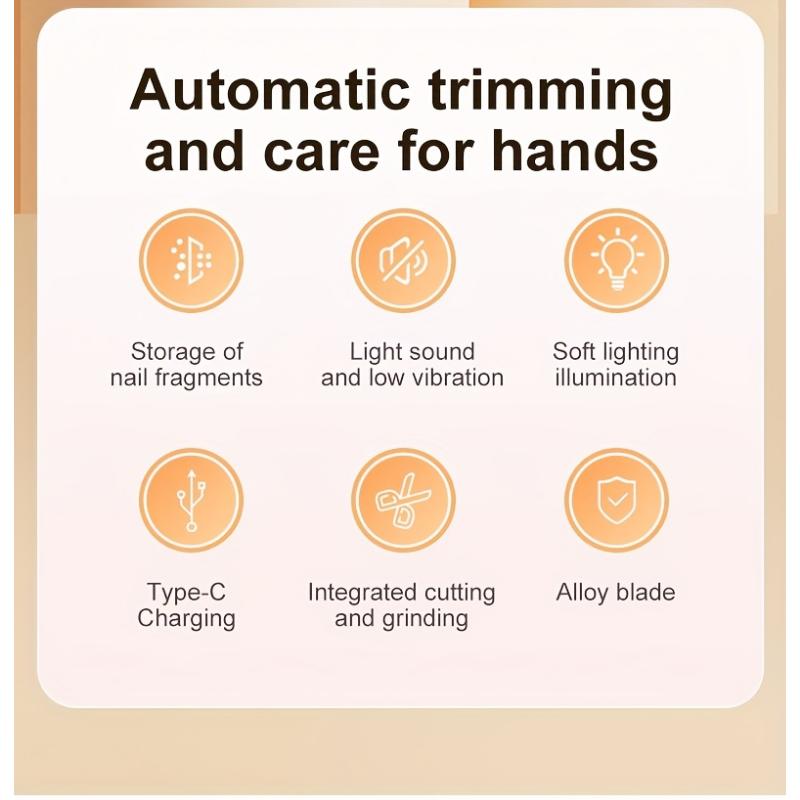 Smart Electric Nail Clipper 2-in-1 Nail Polisher Trimmer, USB Rechargeable, with Anti-Cut, Grinding, and Lighting Functions, Ideal for Manicures, Nail Filing, Polishing, and Shaping, a Perfect Gift