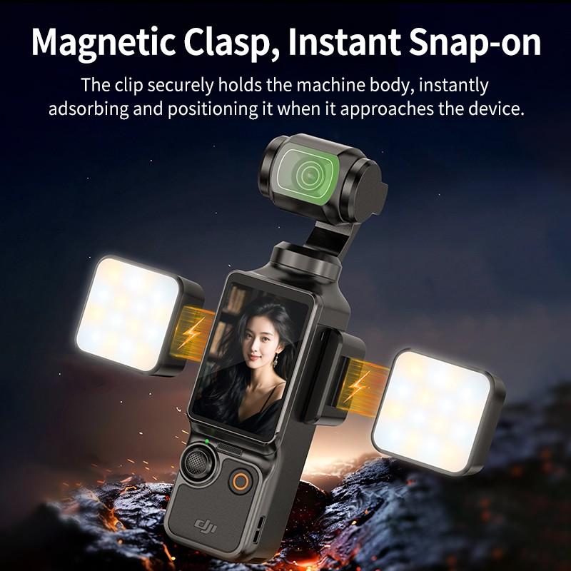 Vlogging Light for DJI Osmo Pocket 3,Magnetic Mini LED Action Camera Video Light Accessories, Quick Release Photography LED Fill Light for Vlog Selfie Video Recording