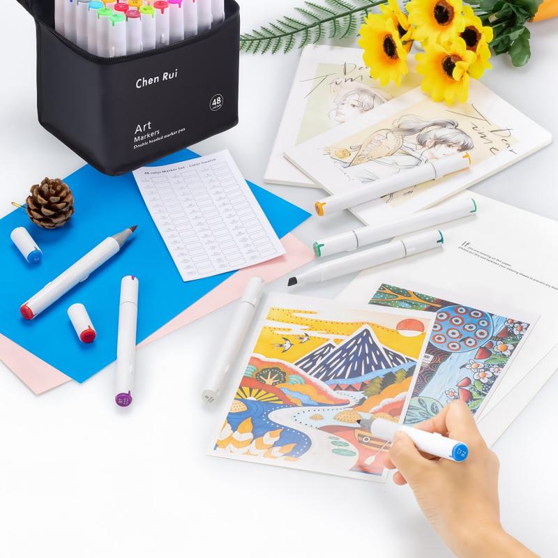 48/60/80/120/168 Colors Alcohol Markers Set, Marker Pen Set, With Bleeding-Proof Drawing Mat, Brush&ChiselDual Tips Art Markers for Coloring,Sketching,Card Making and DIY Patinting-for Adults and Students -Refillable