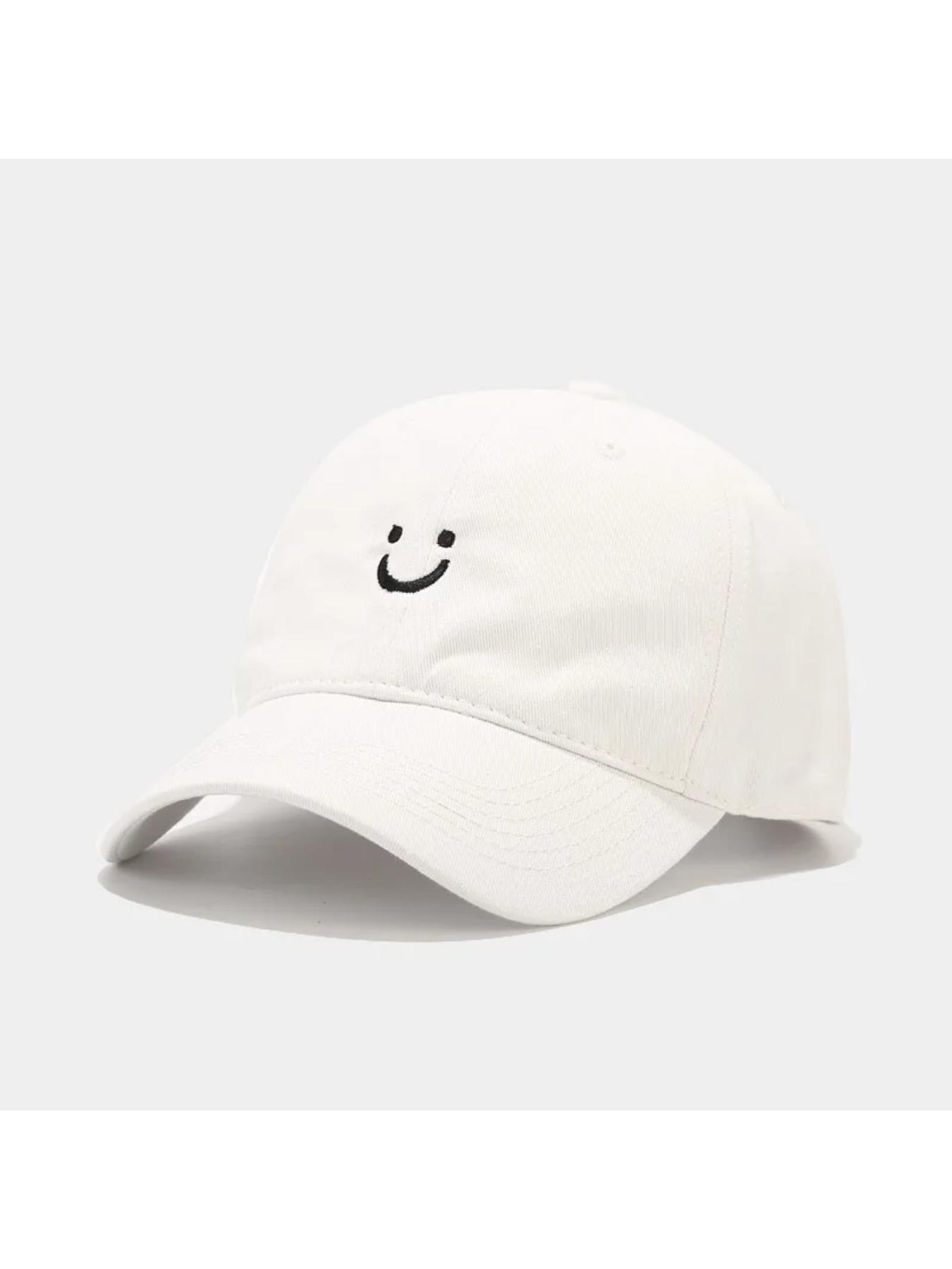 Soft Cotton Baseball Cap for Women Men Smile Face Embroidery Adjustable Low Profile Unstructured Snapback Dad Hat