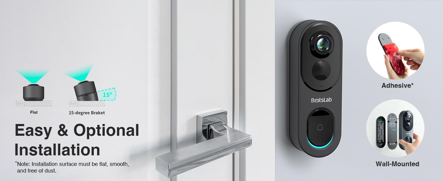 Botslab 5/3MP Doorbell Camera Wireless, 360° Panoramic View, No Monthly Fee, 1:1 Head to Toe, 5MP Video Doorbell Battery, 2.4GHz Home, doorbell camera
