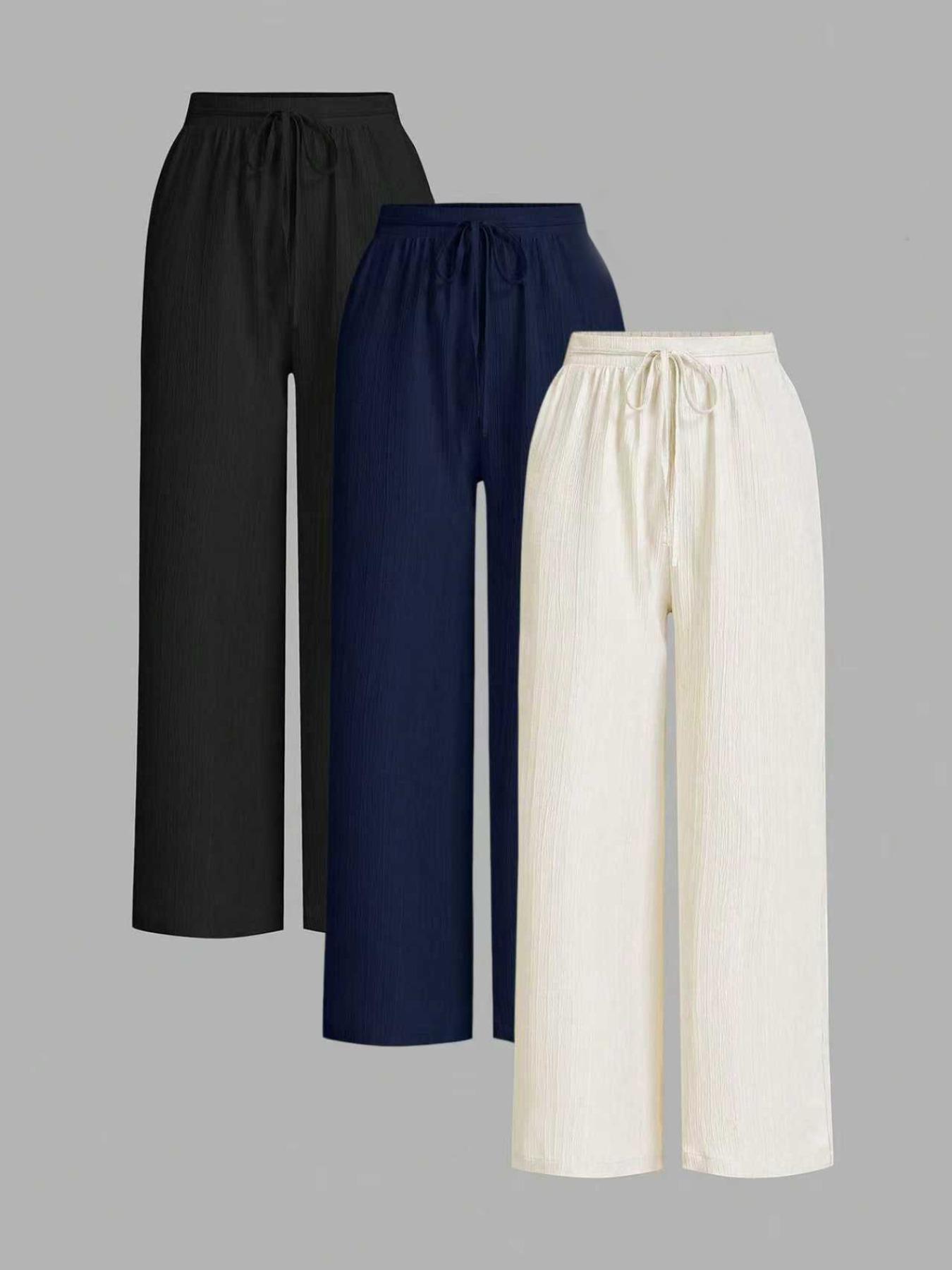 Women's Solid Color Wide Leg Pants, Casual Fashion Trousers, Casual Comfy Essential Elastic Tie Front Trousers for Daily Wear, Ladies Bottoms for All Seasons, Casual Lounge Pants Women's Solid Color Wide Leg Pants, Casual Fashion Trousers, Casual Comfy Essential Elastic Tie Front Trousers for Daily Wear, Ladies Bottoms for All Seasons, Casual Lounge Pants
