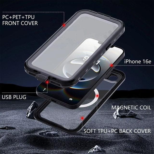 IP68 Waterproof Magnetic Case For iPhone 17 16e 16 15 14 Pro Max Pro 13Protector Full Body Protective Dustproof Phone Case