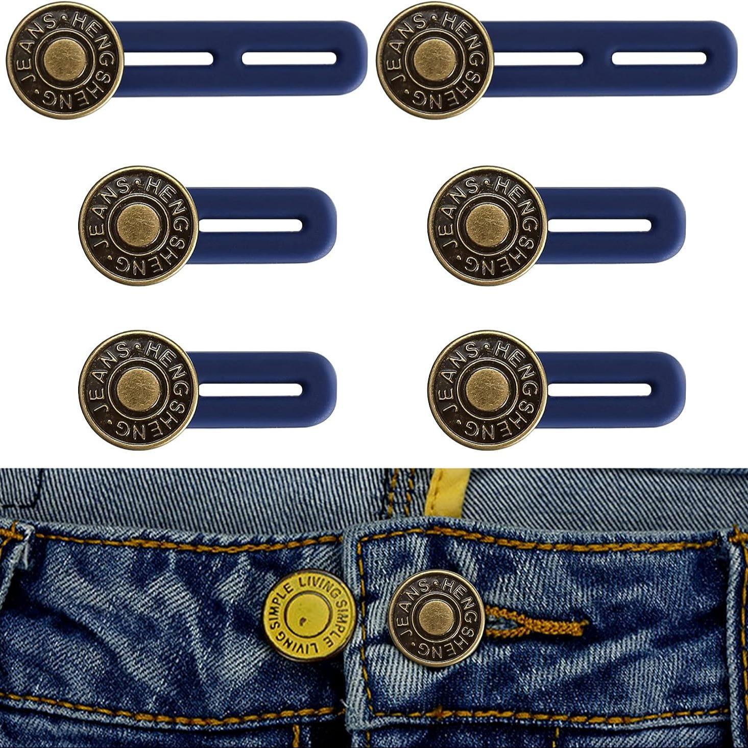 6 Piece Set Jeans Button Extenders, Adjustable Buttons, No Sewing Required, Unisex Pants Button Extenders, Adjustable Waistband Extension, Durable Design