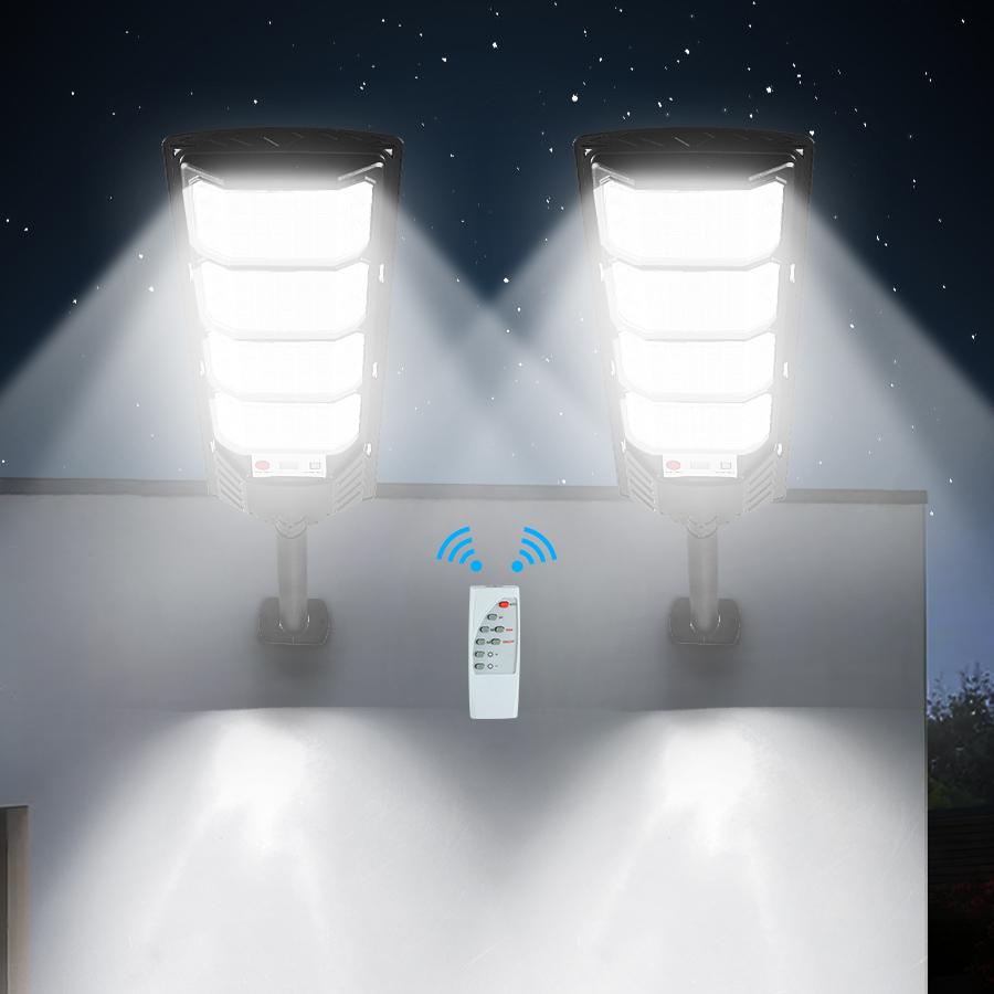 Solar Powered Outdoor Light with Motion-Sensor, Solar Lights Outdoor, Waterproof Solar Street Light with Remote Control, Wide Angle Floodlight for Yard, Street, Parking Lot