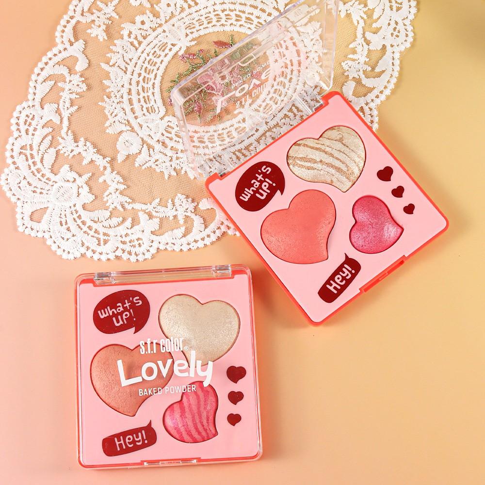 Three-Color 4D Heart Blush Powder, Long-Lasting Makeup Highlighter, Natural Look, Perfect for Daily Use, Enhances Complexion