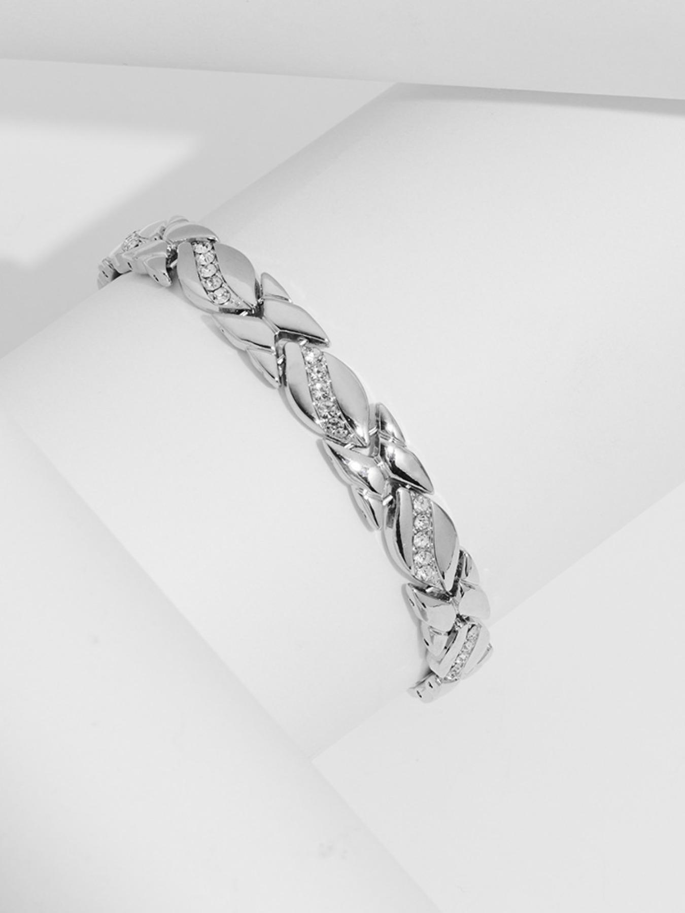 【Valentine's Day gift】Women's Leaf Bracelet, Pure Copper Magnetic Bracelet with Diamonds, 3500 Gauss Effective Magnet, Outdoor Fun Accessory