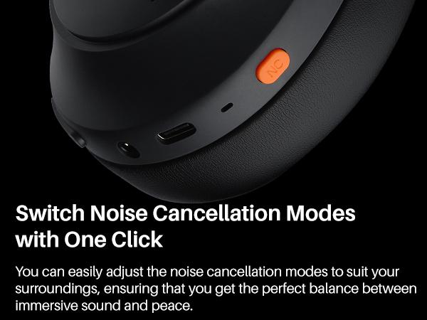 TOZO HT3 Hybrid Noise Cancelling Headphones, 90H Playtime Wireless Over Ear Bluetooth Headset, Spatial Audio AI Chat with 5 Mics, Supports Dual Connection and USB-C Input, with 32 EQ Music Modes, Travel Gym Work Home, Gift Ready