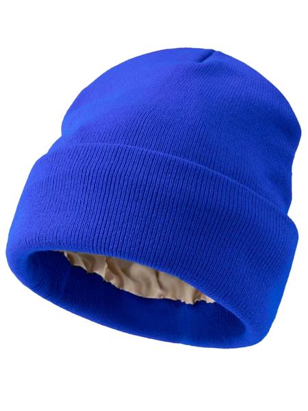 Autumn Winter Satin Knit Hat, Large Head Circumference Warm Beanie, Solid Color Cold Cap, Unisex for Kids over 13 Years, Outdoor Sports, Knitting Beanie