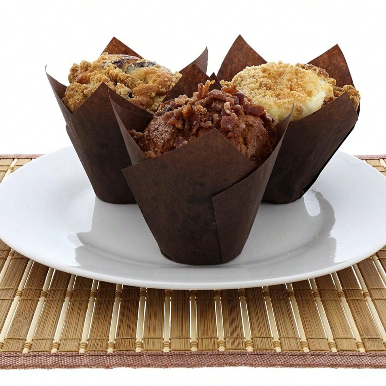 10/50pcs Tulip Paper Cupcake Liners, Muffin Cups, Flame Cups, Heat Resistant Baking Cups, Oil-Proof, Ideal for Holidays & Kitchen Storage