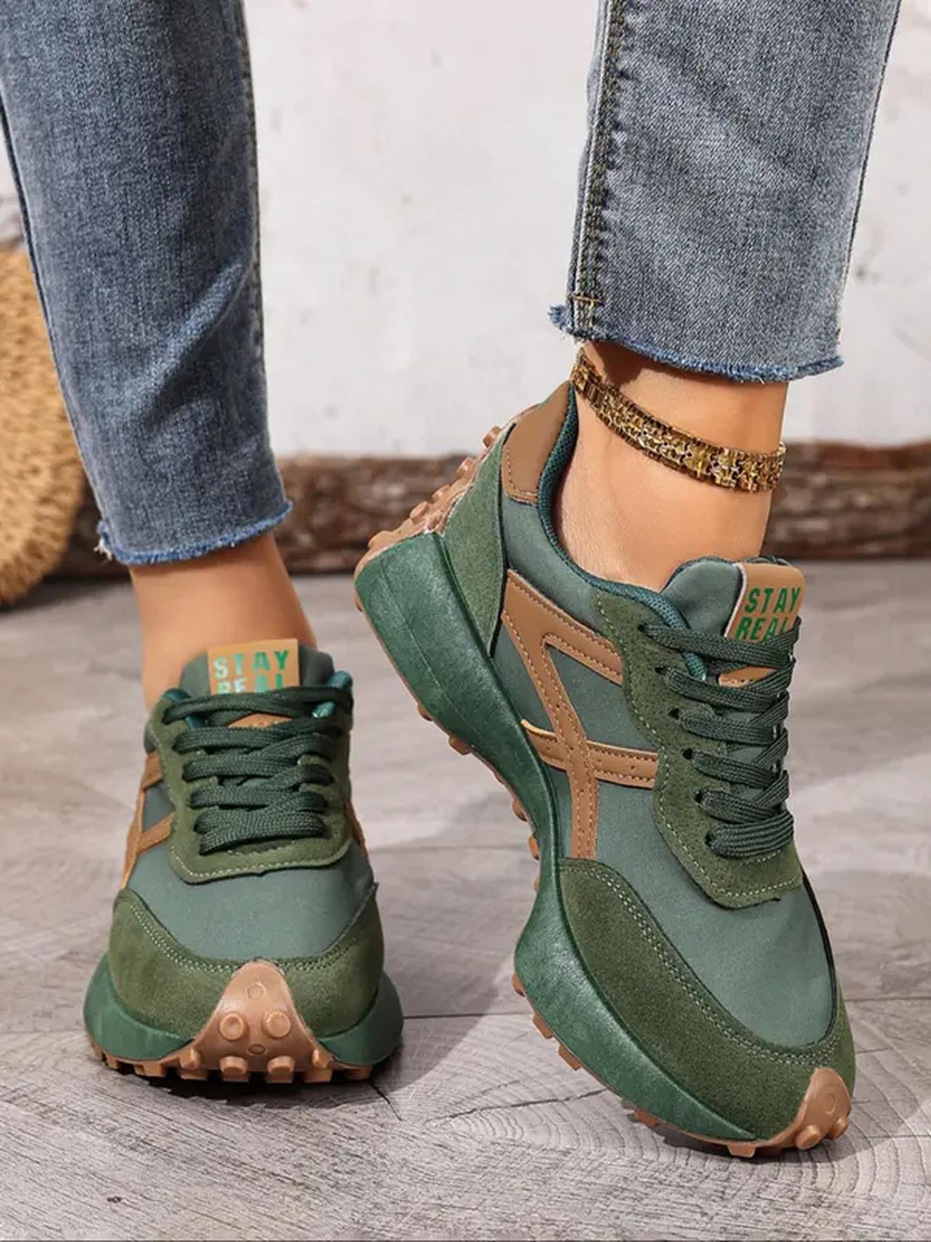 Women Height Increasing Thick Sole Non Slip Comfortable Breathable Colorblock Running Shoes Outdoor Running Sneakers for Outdoor Sports