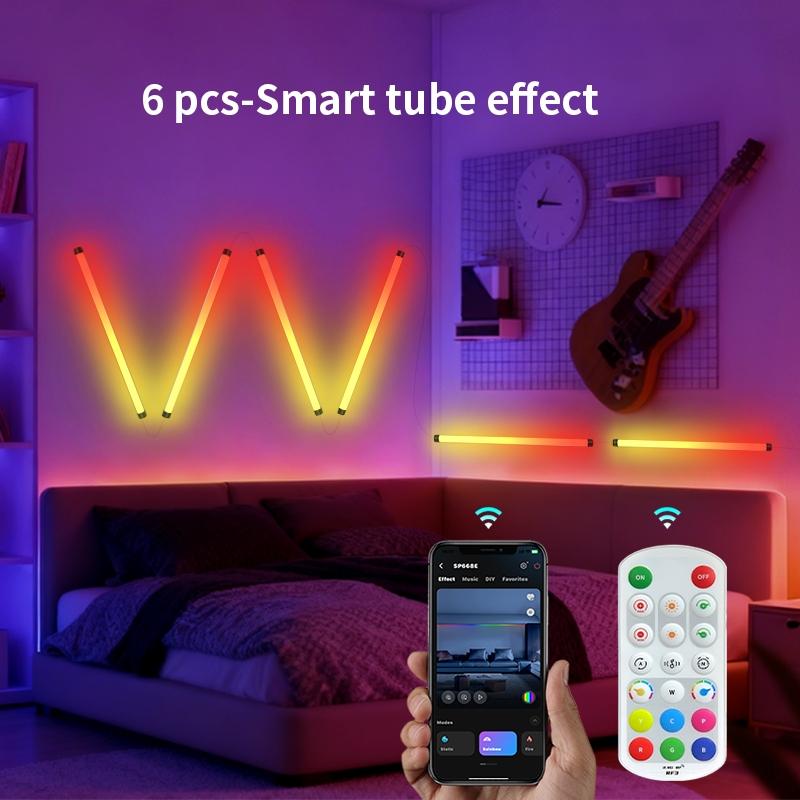 5V Smart RGB-IC lamp tube ,Corner atmosphere lamp, Modern Mood Lighting, Music Sync, Wireless Home Decor, APP Control, Ideal for Living Room, Bedroom, Gaming TV, Halloween Decoration,USB power supply, controlled bymobile app,Ambient lights