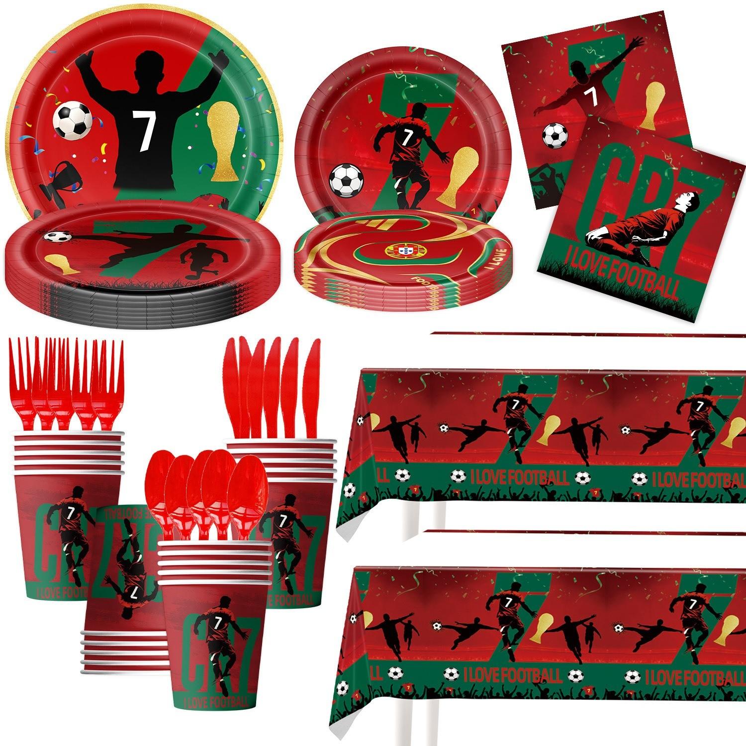2026 Us Canada Mexico World Cup Ronaldo Theme Football Party Decorations, Disposable Paper Plates and Cups, Perfect for Sports Events