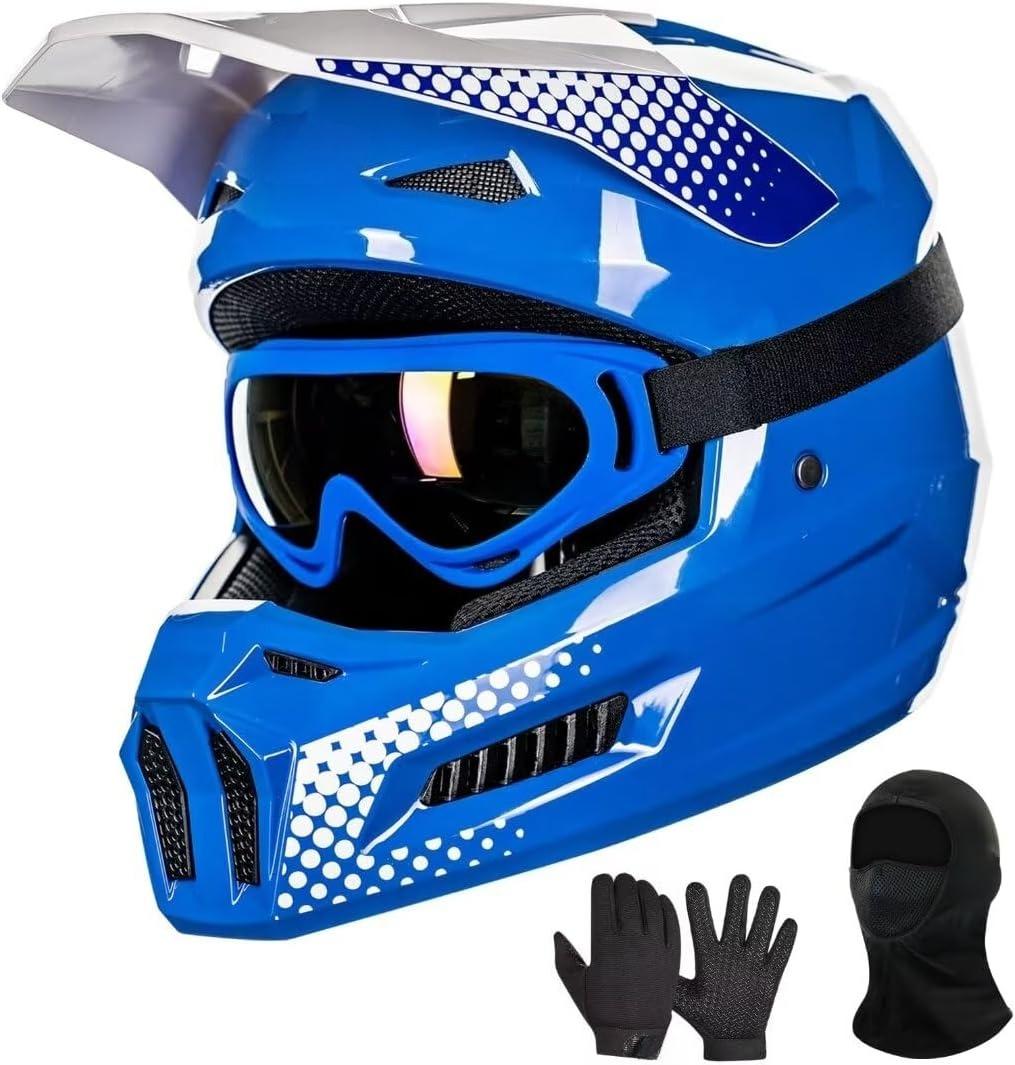Youth Dirt Bike Helmets Kids ATV Helmet Motorcross BMX Off Road Motorbike with Goggles Gloves Mask DOT Model MT601Y (Matte Black, Youth-Large)