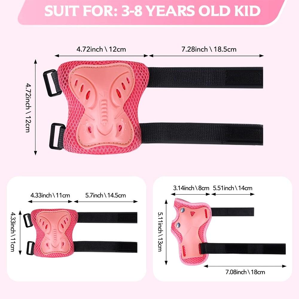 6PCS Youth Protective Gear Set Knee Elbow Wrist Pads, Safety Protector for Skateboard Bicycle Ice Skating Cycling Sport