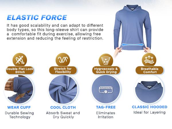 GEMYSE Men's Hooded Rash Guard Long Sleeve Shirts Quick Dry UPF 50+ Shirt for Athletic Workout Running Fishing