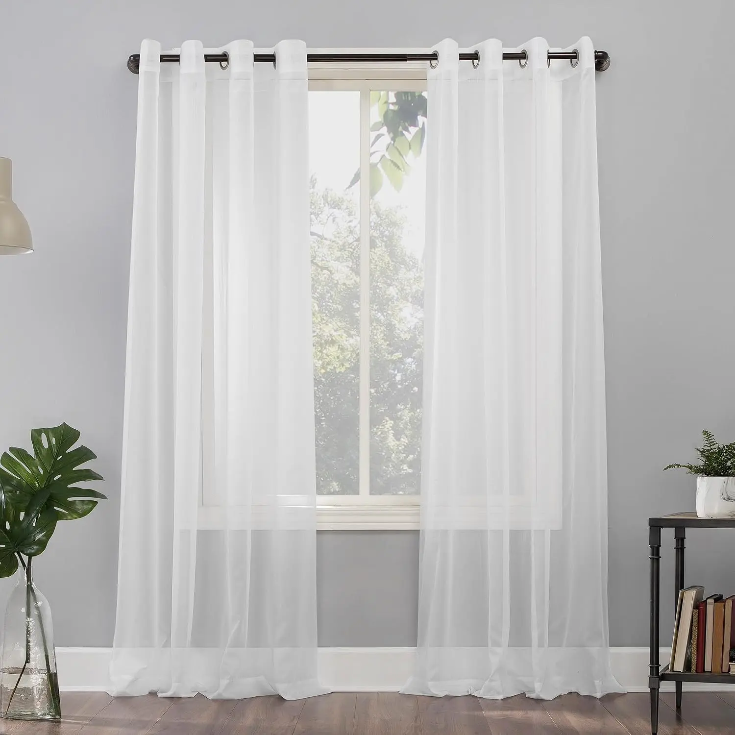 Emily Sheer Voile Grommet Panel, 59" x 95", White