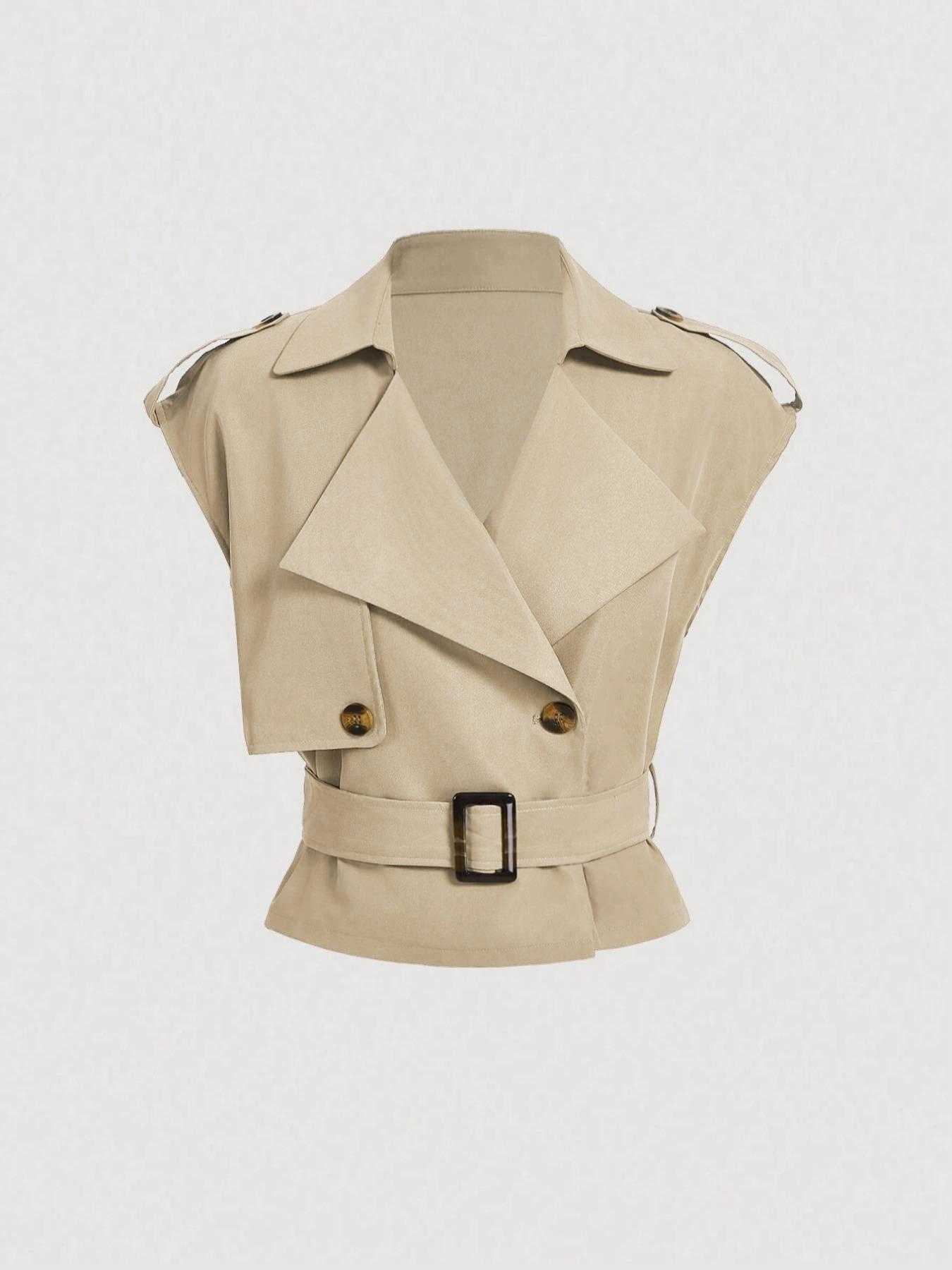 Women's Vintage Style Trench Coat with Belt, Retro Chic Outerwear for Fashionable Looks, Perfect Layering for All Seasons