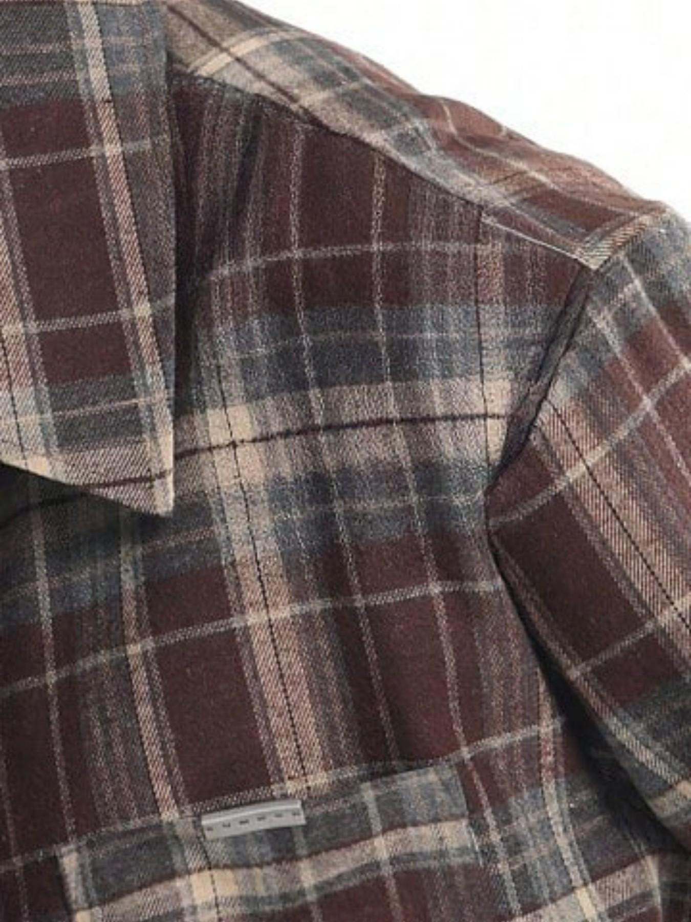 1pc Men's Vintage Plaid Flannel Shirt Oversized Long Sleeve Button Down Brown Checkered Top Streetwear Casual Blouse for Men