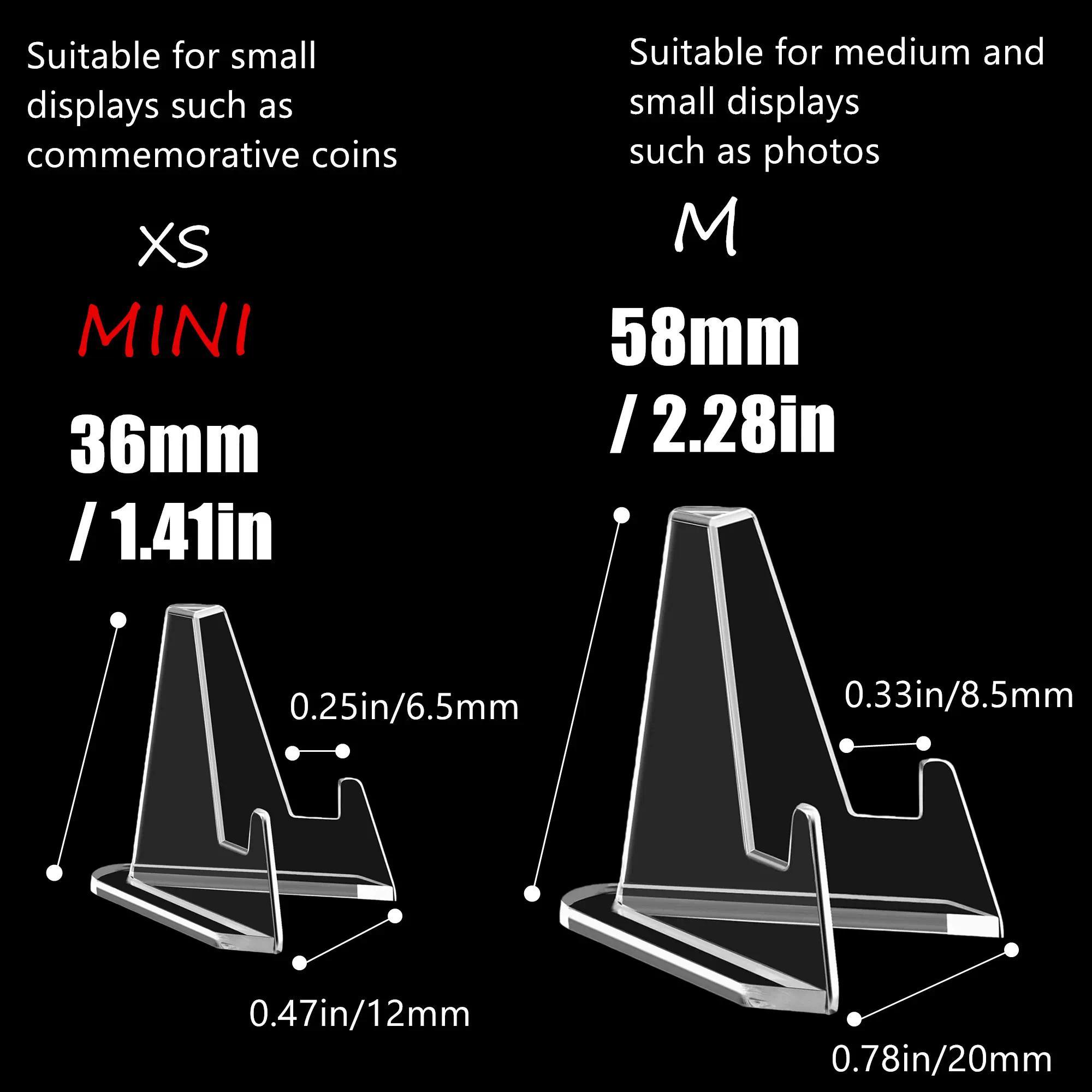 50pcsMini Clear Acrylic Photo Frame Display Stand Elegant Coin Display Stand suitable for baseball card sports trading card display stand Desk Accessories Coins Organizer