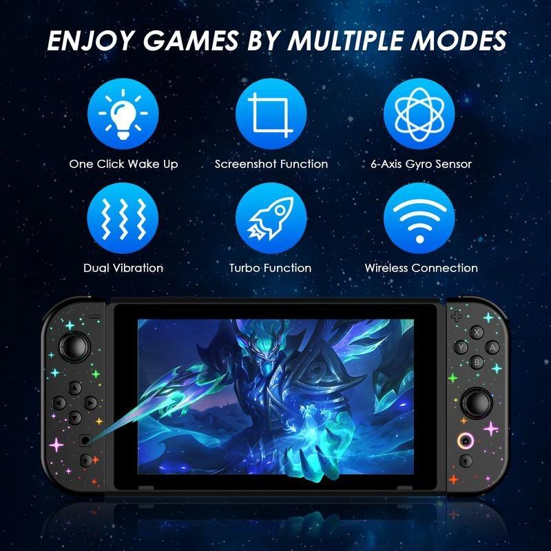 Wireless Game Controller Left Right Dual Vibration Action Control Screenshot Wake Up Function Compatible with Switch & Switch 2 Bluetooth-compatible Connection