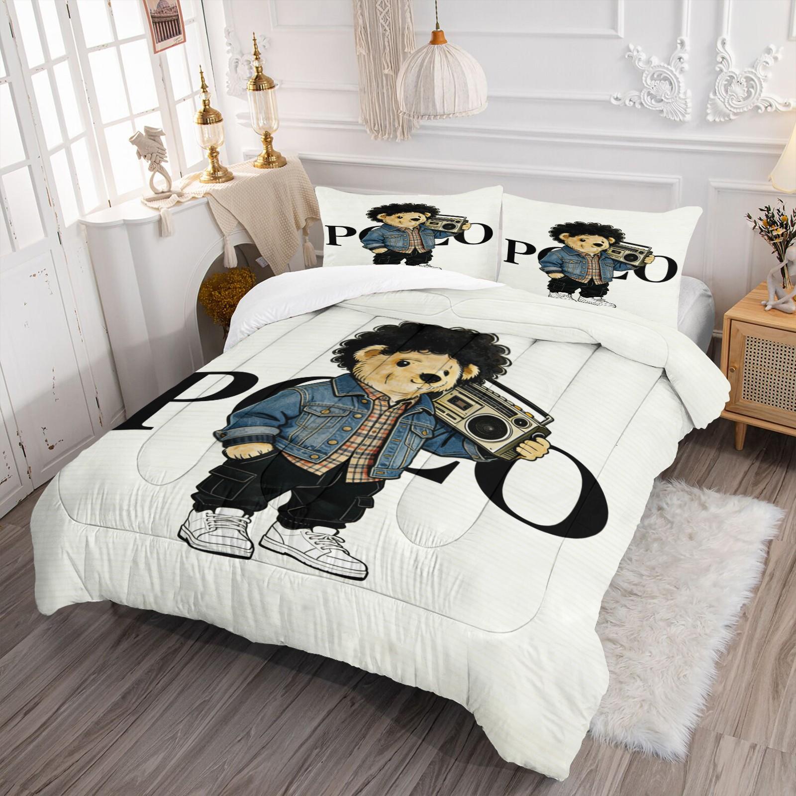 Bamboo Print Pattern Bedding Set, Includes 1 Quilt and 1 or 2 Pillowcases Without Pillow Inserts, Soft Bedroom Decor for Kids or Adults, Perfect Gift