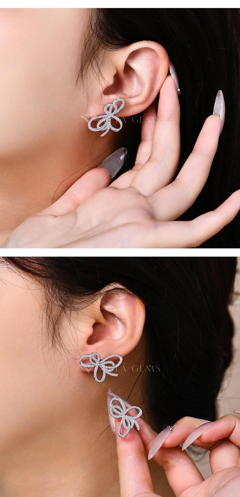 Butterfly shape D Color Synthetic Moissantie Earrings Fine Jewelry for Women Girls Daily Wear Beauty Birthday Gift Jewelry E040 Butterfly shape D Color Synthetic Moissantie Earrings Fine Jewelry for Women Girls Daily Wear Beauty Birthday Gift Jewelry E040