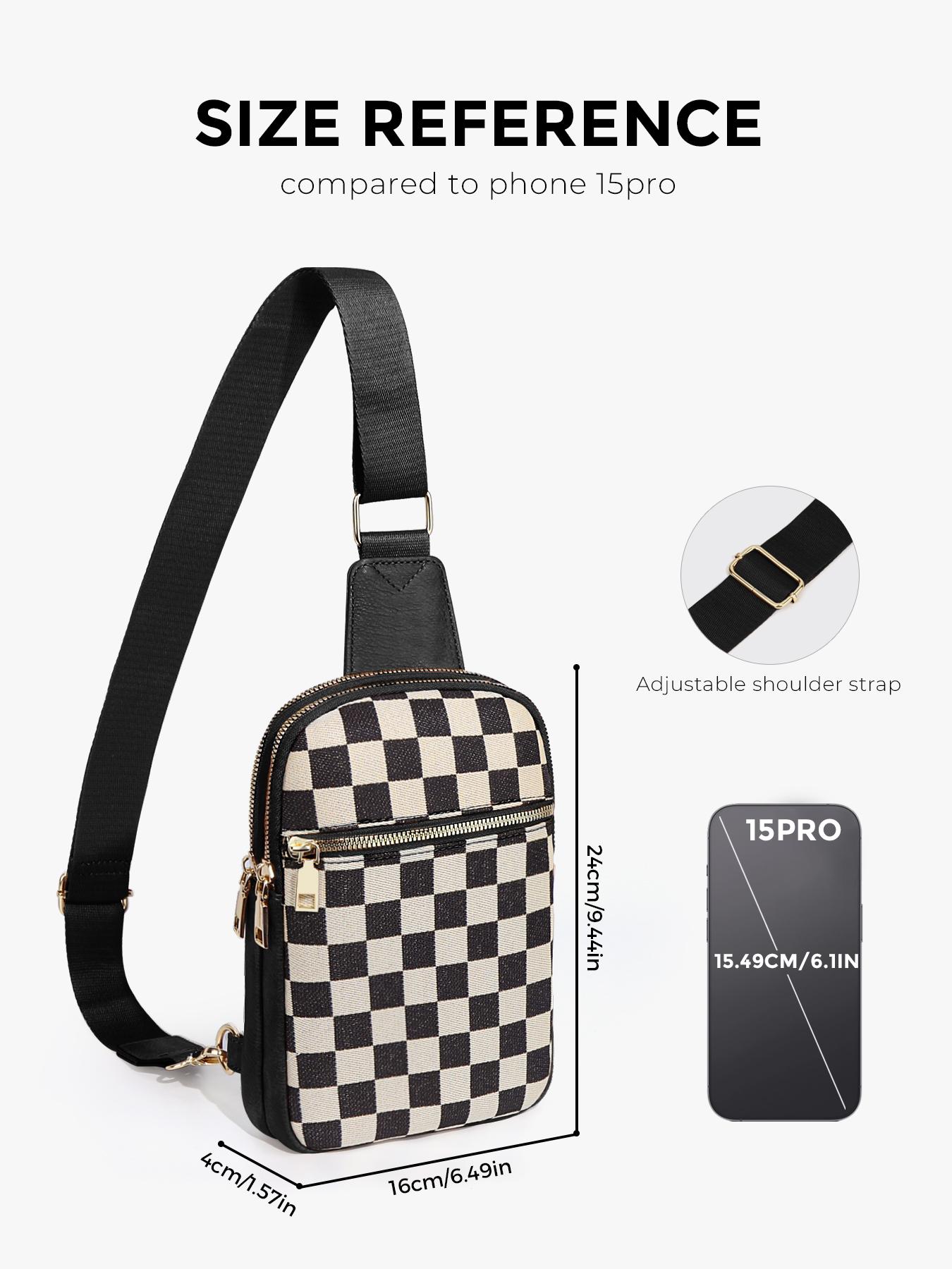 Checkered Women's Solid Color Fanny Pack, Fashionable Sling Bag for Daily Used, Casual Trendy Versatile High-quality Daily Commuting Bag, Checkered Bum Bag