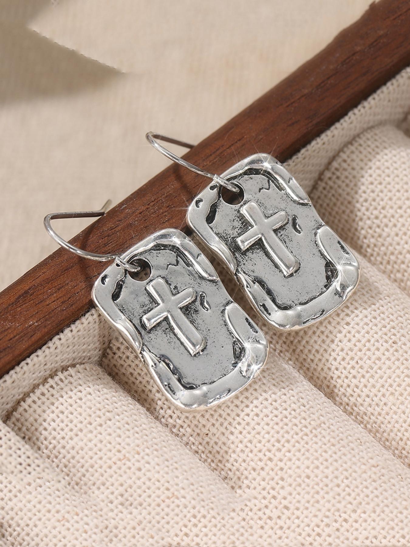 The Light Earrings, Silvery Color Jewelry, Handmade, Cross, Earrings, Lightweight, Visible Faith Jewelry