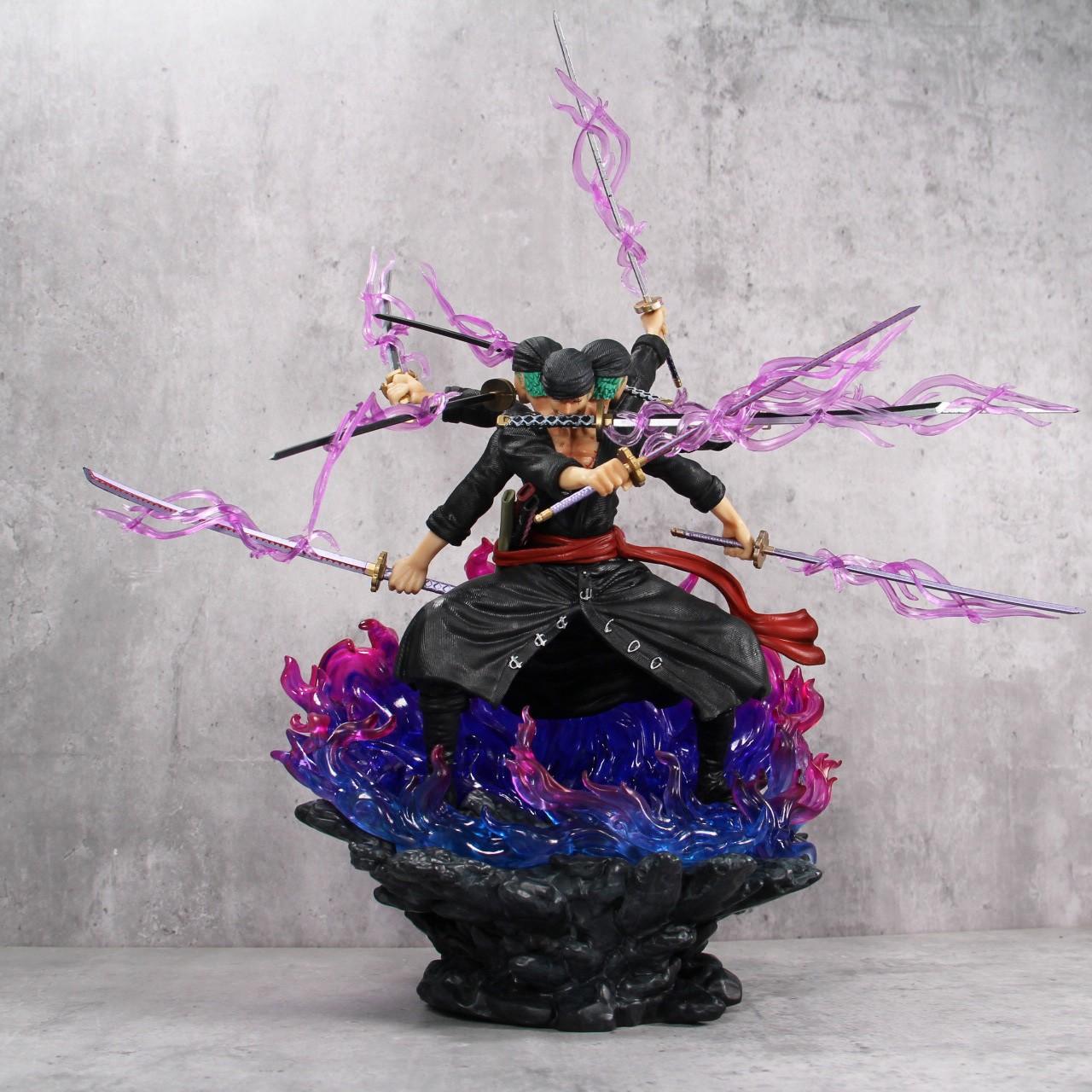 One Piece Zoro Nine-Blade Sword Figure Figurine Statue, Three-Head Six-Arm Asura Collectible Display, Perfect Gift for Boys, Anime Fan Favorite