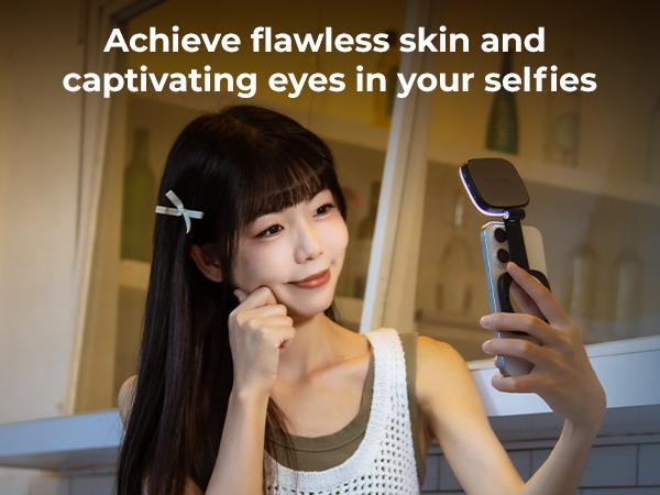 SmallRig 3-in-1 Magnetic Selfie Light for iphone17 Pro/MAX, Phone Light with a Mirror, Instant Attachment for MagSafe, for Selfies,Makeup,Live Streaming,Video Conference,360° LED Ring Light and Phone Stand,Vibe P48 4656/4933