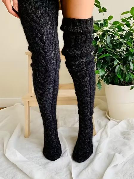 Women's Knitted Thigh-High Socks, Warm & Comfortable Knee High Stockings, Long Winter Socks for Women, Cozy Daily Wear Accessories, Thighhighs
