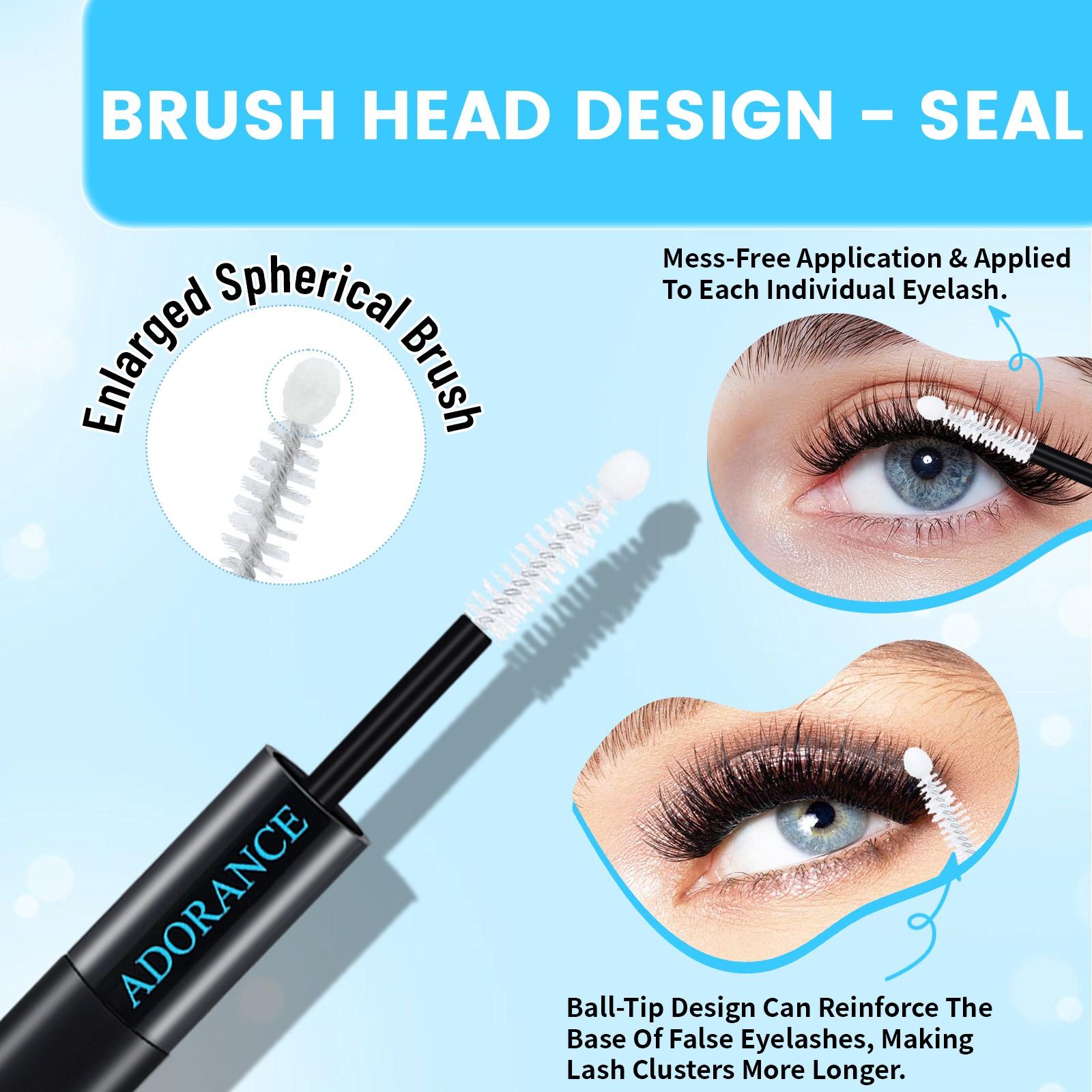 ADORANCE Waterproof Eyelash Glue (10-Count Pack), 2-in-1 Long-Lasting Lash Bond and Seal Glue, Sweat-Proof Eyelash Extension Glue for Cluster Lashes, Waterproof Eyelash Clusters