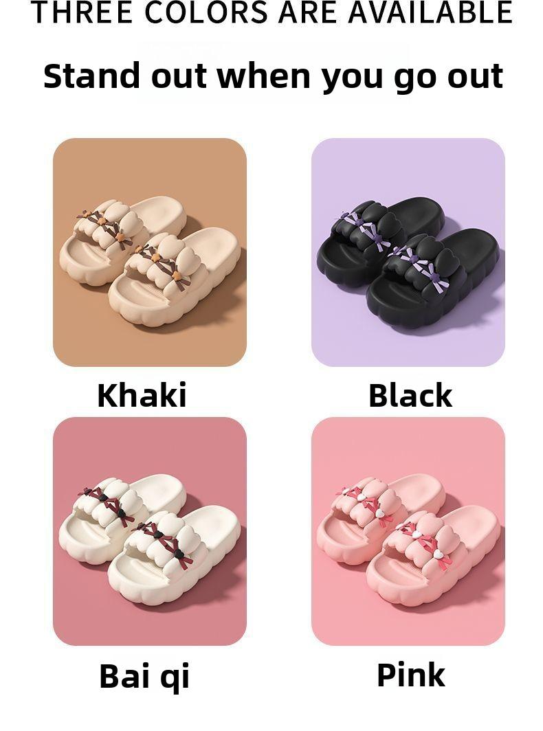 Cute Heart Bow Cloud Slides for Women, Soft EVA Platform Sandals for Summer, Casual Indoor Outdoor Beach Pool Shoes, Comfy Walking Slippers versatile flat