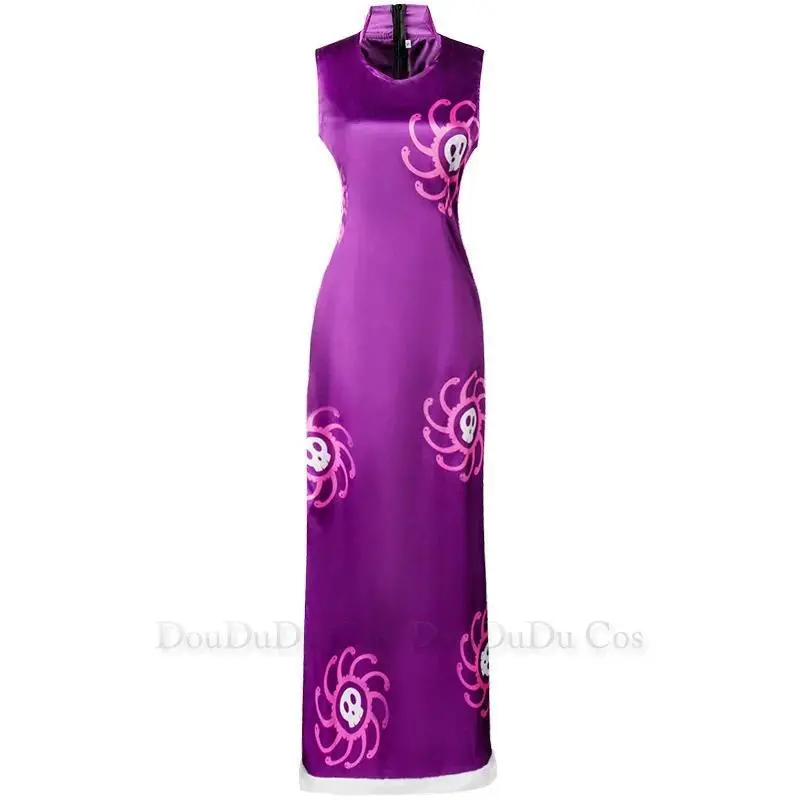 Anime Boa Hancock Cosplay Costume Warlords of The Sea Empire Purple Printing Chi-pao Dress Woman Sexy Carnival Halloween Suit